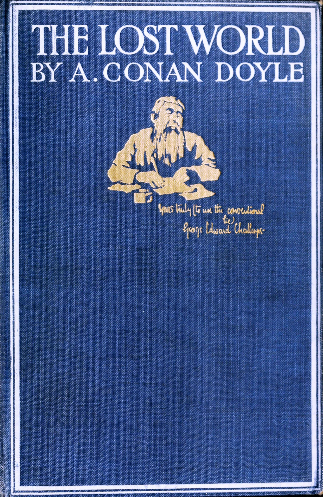 Обложка первого книжного издания романа Артура Конана Дойла «Затерянный мир». Лондон, Hodder & Stoughton, 1912 год.