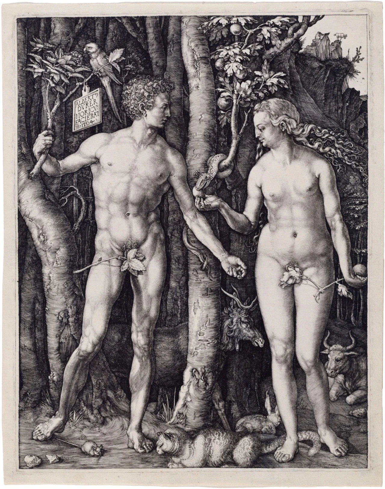 Альбрехт Дюрер. «Адам и Ева», 1504. Гравюра на меди. The Morgan Library & Museum.