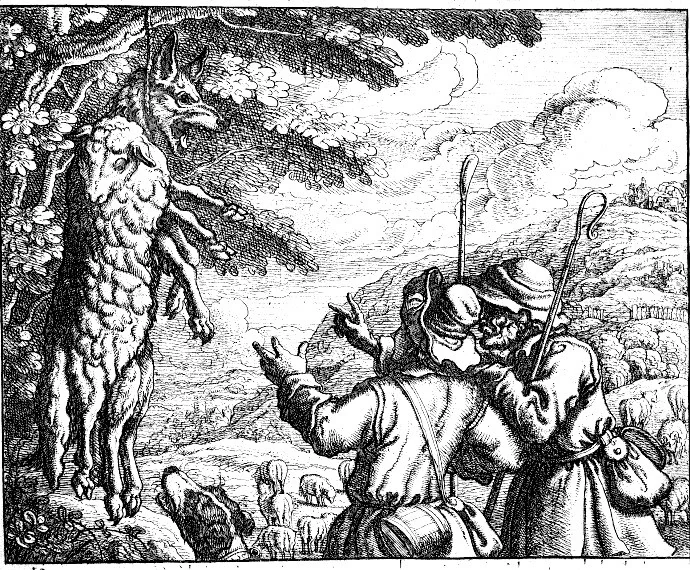 Фрэнсис Барлоу. «Волк в овечьей шкуре», 1687. Ксилография.