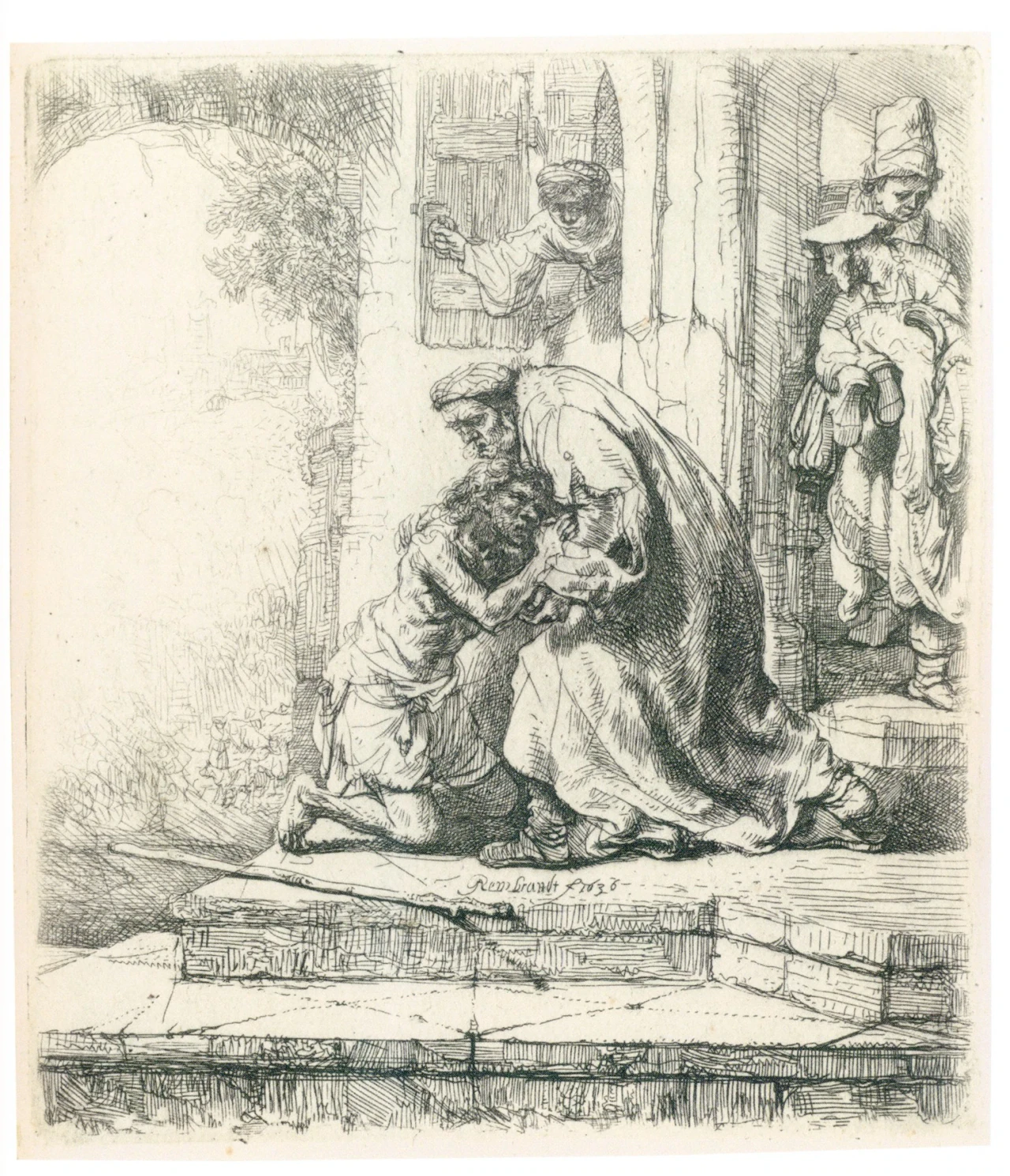 Рембрандт. «Возвращение блудного сына», 1636. Офорт.
