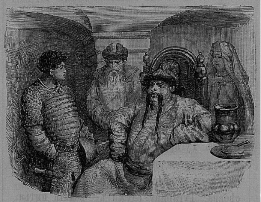 Алёша Попович и Тугарин Змиевич - иллюстрация К. В. Лебедева, 1889 год
